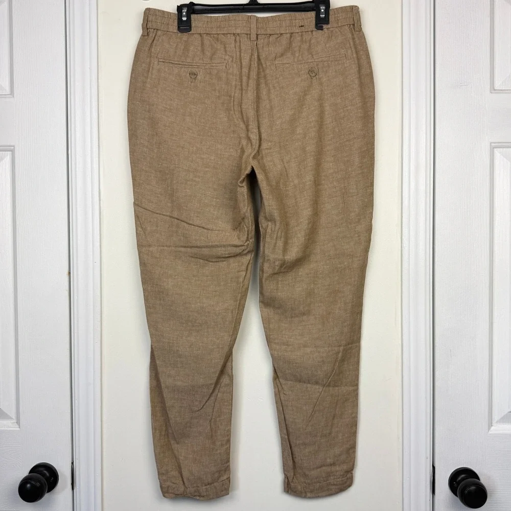 Banana Republic LINEN Blend Mason Athletic Tapered Pant Mens 34x28 Tan Casual